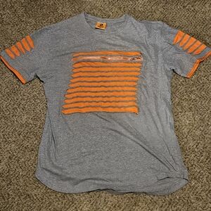 Dynamic Gray and Orange Men's Short Sleeve Tee
